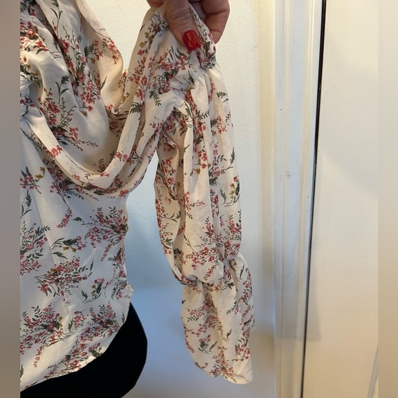 $15 sale New Missguided tie neck crop top blouse frill floral 0114 ASOS w ♥️59 - Picture 4 of 12